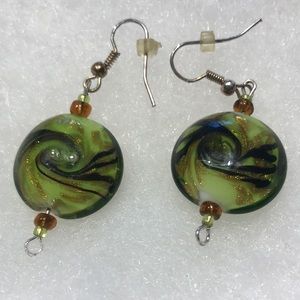 Pretty Murano Style Glass Bead Earrings